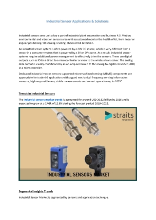 Industrial Sensor Market | What will be the future scenario of the industry?