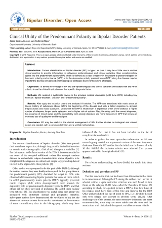 Clinical Utility of the Predominant Polarity in Bipolar Disorder Patients