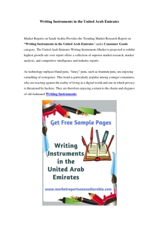 United Arab Emirates Writing Instruments Market: Growth, Opportunity and Forecast Till 2024
