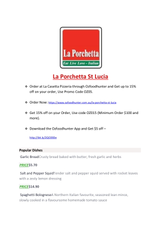 25% Off -La Casetta Pizzeria-Scullin - Order Food Online