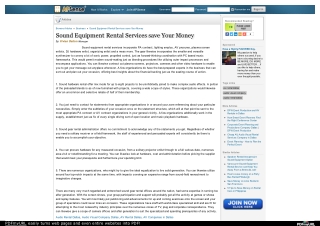 Sound Equipment Rental Services save Your Money