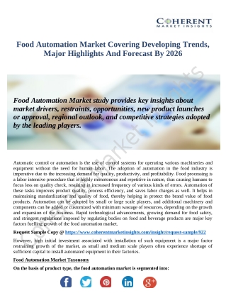 Food Automation Market Growth In Technological Innovation, Competitive Landscape By 2026