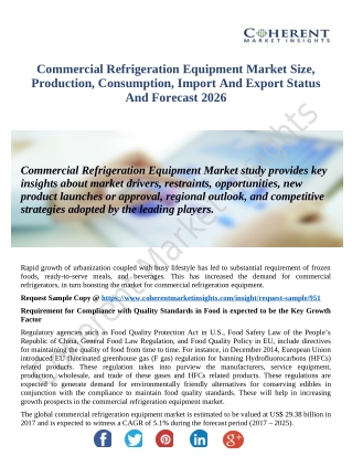 Commercial Refrigeration Equipment Market Demand 2018 : Rising Impressive Business Opportunities Analysis Forecast By 20
