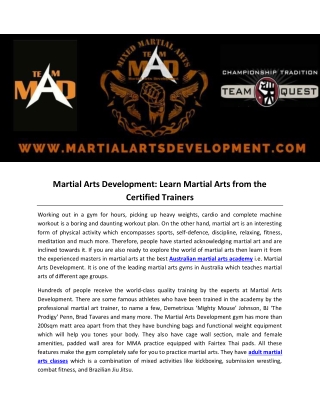 Martial Arts Development: Learn Martial Arts from the Certified Trainers
