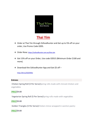 15% Off - Thai Yim-Mount Waverley - Order Food Online