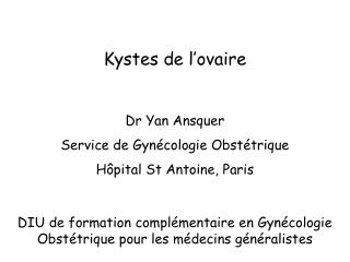 Kystes de l’ovaire