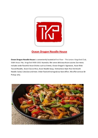 15% Off - Ocean Dragon Noodle House-Kingsford - Order Food Online