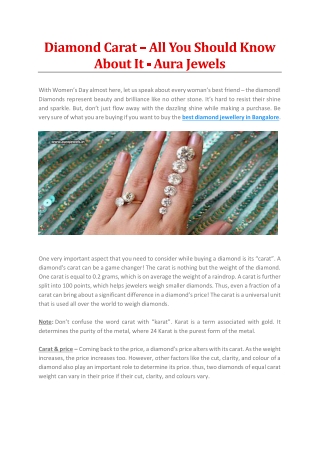 Diamond Carat – All You Should Know About It - Aura Jewels