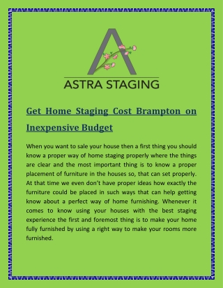 Get Home Staging Cost Brampton on Inexpensive Budget