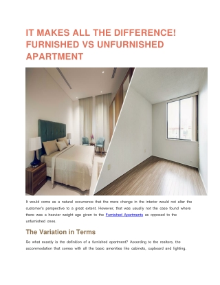 IT MAKES ALL THE DIFFERENCE! FURNISHED VS UNFURNISHED APARTMENT