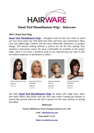 Hand Tied Monofilament Wigs – Hairware