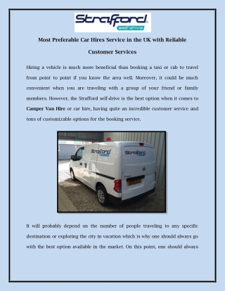 Most Preferable Car Hires Service in the UK with Reliable Customer Services