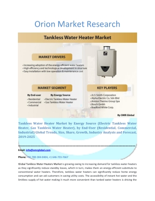 Tankless Water Heater Market: Industry Growth, Market Size, Share and Forecast 2019-2025