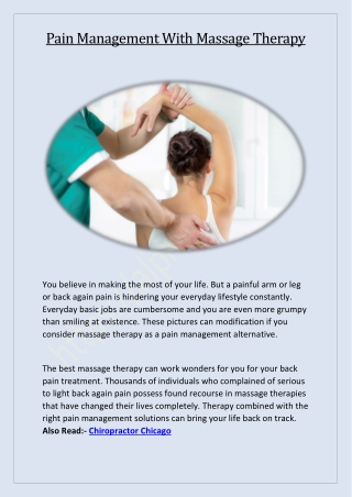 Pain Management With Massage Therapy