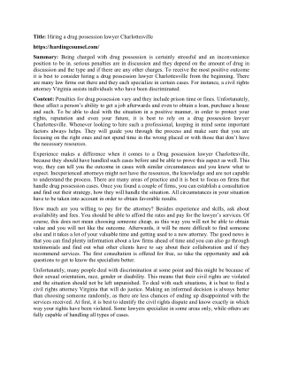 Hiring a drug possession lawyer Charlottesville