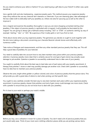 Sound Advice And Concepts For The Jewelry