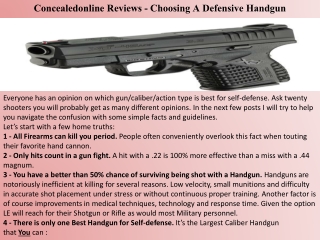 Concealedonline Reviews - Choosing A Defensive Handgun