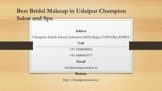 Best Bridal Makeup in Udaipur Champion Salon and Spa