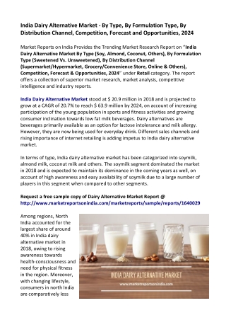 India Dairy Alternative Market Research Report 2024