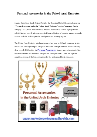Personal Accessories Market in United Arab Emirates - Outlook to 2024