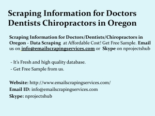 Scraping Information for DoctorsDentistsChiropractors in Oregon