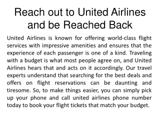 Reach out to United Airlines and be Reached Back