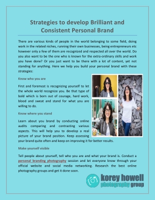 Strategies to develop Brilliant and Consistent Personal Brand