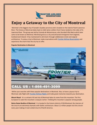 Enjoy a Getaway to The City of Montreal