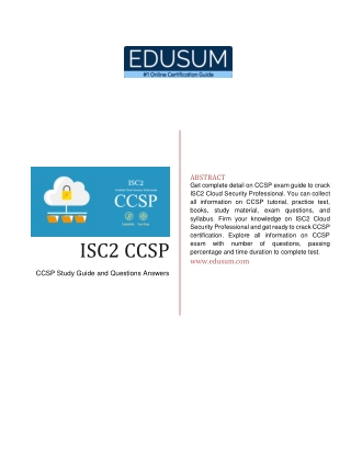 ISC2 Cloud Security Professional Exam Study Guide and Questions-Answers