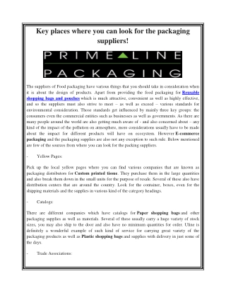 Key places where you can look for the packaging suppliers!
