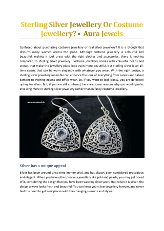 Sterling Silver Jewellery Or Costume Jewellery? - Aura Jewels