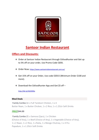 Santoor Indian Restaurant Menu – Indian Restaurant Newington, NSW