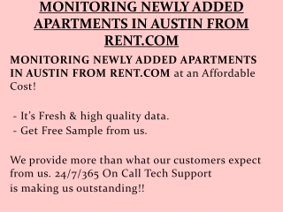 MONITORING NEWLY ADDED APARTMENTS IN AUSTIN FROM RENT.COM