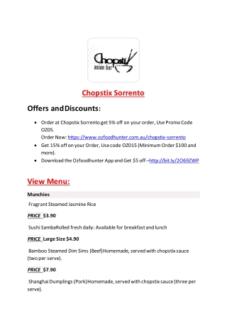 15% Off - Chopstix Sorrento-Sorrento - Order Food Online