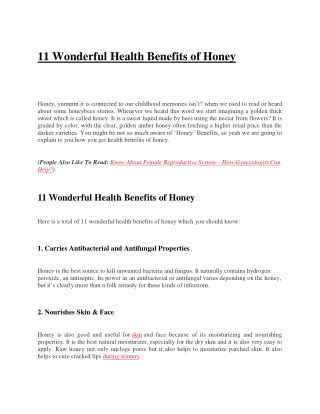 11 Wonderful Health Benefits of Honey