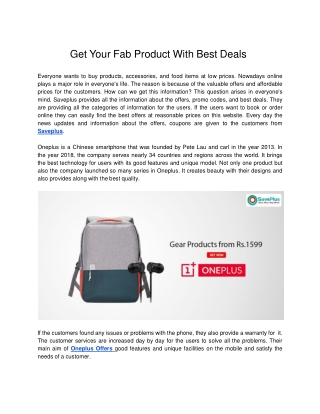 Get Your Fab Product With Best Deals