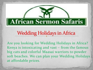 Wedding Holidays in Africa