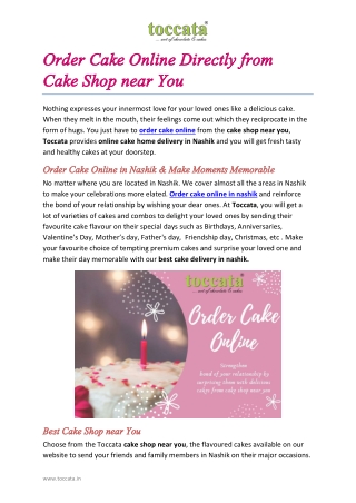 Order Cake Online Directly From Cakeshop Near You