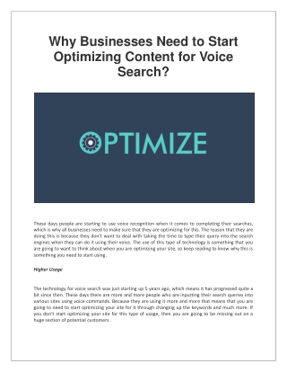 Why Businesses Need to Start Optimizing Content for Voice Search?