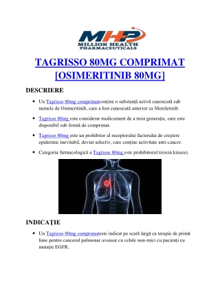 Tagrisso 80mg Tablets| Osimeritinib Uses & Side effects