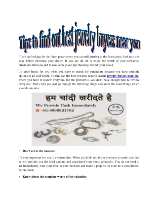 Gold And Silver Buyer In Delhi NCR