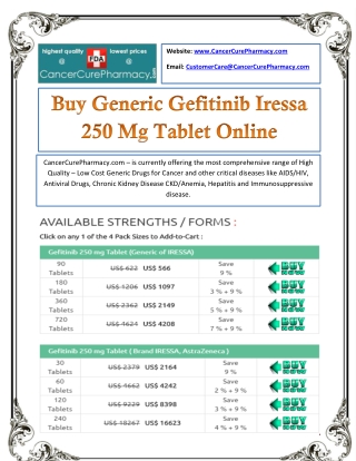 Buy Generic gefitinib iressa 250 mg tablet online
