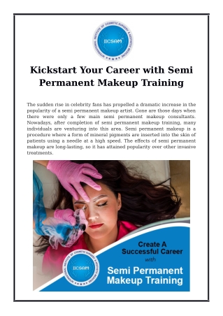 Kickstart Your Career with Semi Permanent Makeup Training