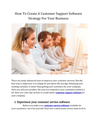 How To Create A Customer Support Software Strategy For Your Business