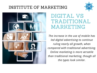 Digital vs Traditional Marketing by Institute of Marketing Bangalore