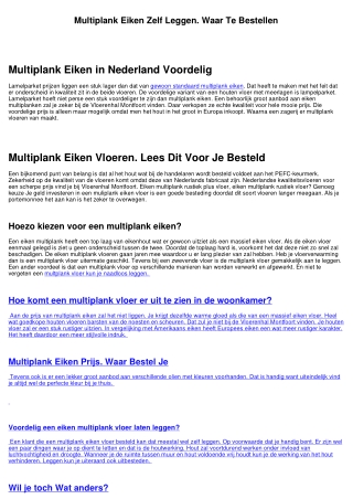 Multiplank Eiken Naturel. Waar Te Koop