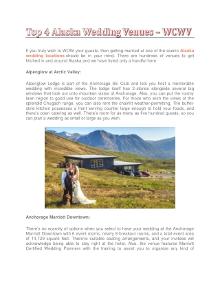 Top 4 Alaska Wedding Venues – WCWV