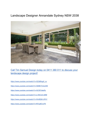 Landscape Designer Annandale Sydney NSW 2038