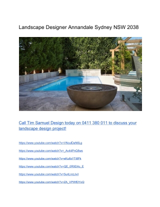 Landscape Designer Annandale Sydney NSW 2038