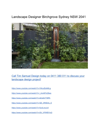 Landscape Designer Birchgrove Sydney NSW 2041